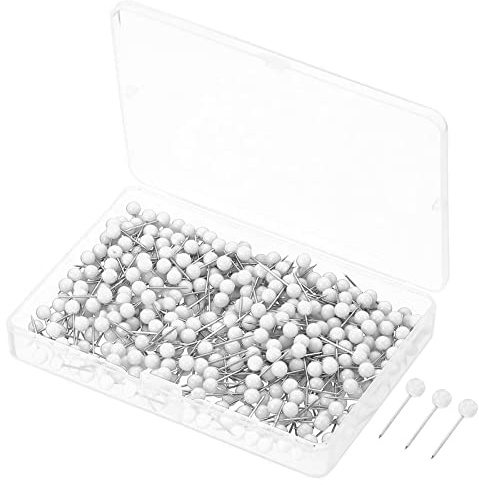 PATIKIL Lot de 500 punaises à tête ronde en plastique avec pointe en acier pour cartes du monde et tableaux en liège, blanc