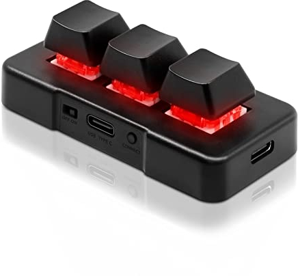PCsensor USB Mini Keyboard 3 Tasten Mini Tastatur Wireless USB 2 in 1 Mechanische Gaming Tastatur Hot Key Customized Programm mit RGB Led für Gaming OSU Büro Arbeit