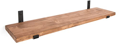 Santango Wandregal Holz 90x20 cm - Modernes Hängendes Regal mit 1 Regalbrett - Eiche - Einfacher Zusammenbau und Organisation