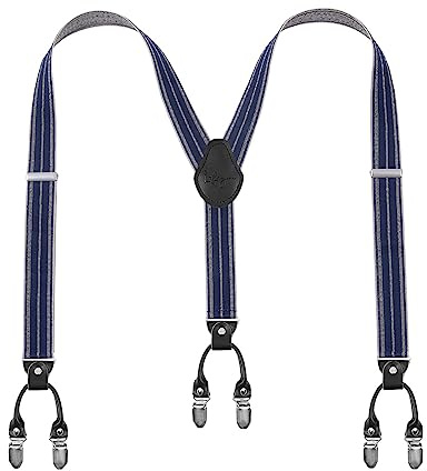 Lafayon Mens Braces 6 Clips Y-Back 3.5 cm Heavy Duty Adjustable Elastic Braces for Men Trousers with Strong Metal Clips and Gift Box