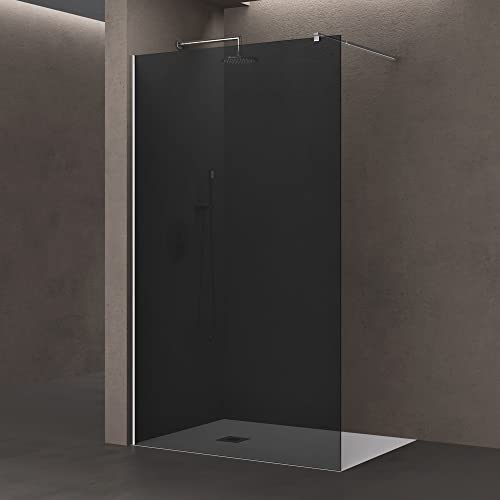 doporro Luxus Duschwand für Dusche Duschabtrennung Walk-In Dusche 8mm ESG-Sicherheitsglas vollgrau inkl. Nanobeschichtung Bremen01VG