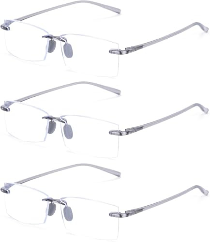 TERAISE Gafas de lectura sin borde Cómodo Ligero Lector sin marco 3PCS hombre y mujer Gafas lectura anti luz azul(1.0X)