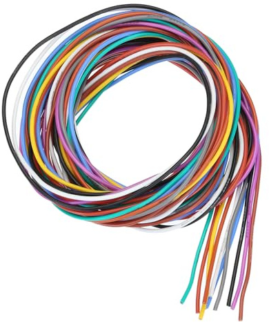 QUARKZMAN Cable de Conexión de PVC Calibre 20 1.5m/5Ft 20AWG Alambre Eléctrico Flexible Carrete de Cobre Estañado Ul1007 10 Colores 0.18cm de Diámetro