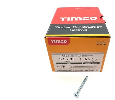 200 Pcs Silver Wood Screws Double Countersunk General Purpose (3.5mm x 35mm)