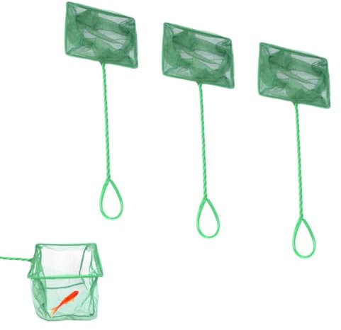 GYWHOOFT 3 Stück Kleine Aquarium Netz Feinmaschige Fischfangnetze Kescher Aquarium Fischnetz mit Kunststoffgriff für Kleine Fische Garnelen Aquarium Fisch(30x12cm)