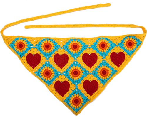Mrotrida Women's Knitted Triangle Headscarf Fashion Crochet Flower Bandanas Headband Hair Accessories, Yellow, Size: 48 x 23 cm