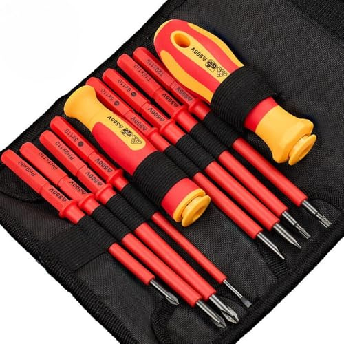 10pcs Insulated Electricians Screwdriver Set | Interchangeable | 500V | Ideal for Electrical, Home and DIY Projects | Hand Tools Set