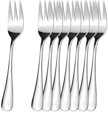 8 Pcs Cake Forks in Silver Dessert Forks Stainless Steel Pastry Fork for Fruit Cocktail Ice Cream Salad Steak Pizza Noodles Pastry Forks