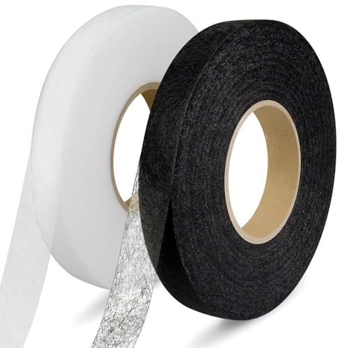 huiyonglan 2 Pack Wonder Web Hemming Tape, 64 Meters Iron On Hemming Tape, Hemming Tape for Trousers, Hemming Tape for Curtains, Ideal for DIY Profession Splicing Fabrics Trousers Clothes