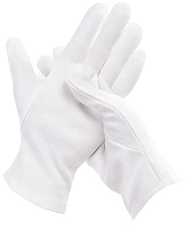 Gants de Coton Blanc,Blanc Gants de Travail 12 paires 24 cm pour Bijoux Inspection Main Hydratant Mariage Atelier Ferme Jardin