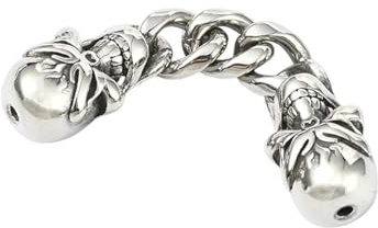 Airssory 59 mm 2 st antikt rostfritt stål kort länkkedja förlängning med skalle huvud pärlor skelett kubansk förlängningskedjor för smycken armband halsband telefon gör-det-själv hantverk