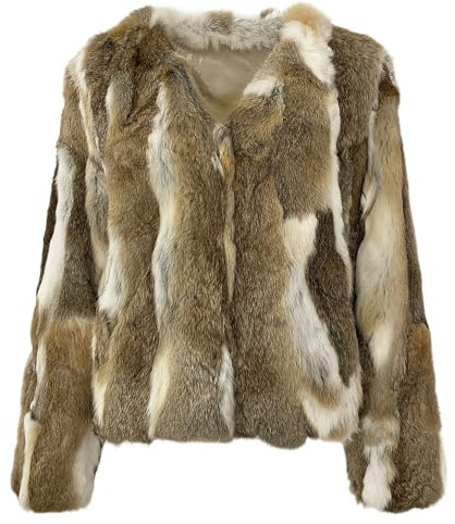 OFTBUY nuovo Vero Cappotto di Pelliccia di Coniglio Naturale Leopardo Giacca Invernale Donne spesso Caldo Elegante Capispalla Streetwear V-collo Moda (naturale,XXL)