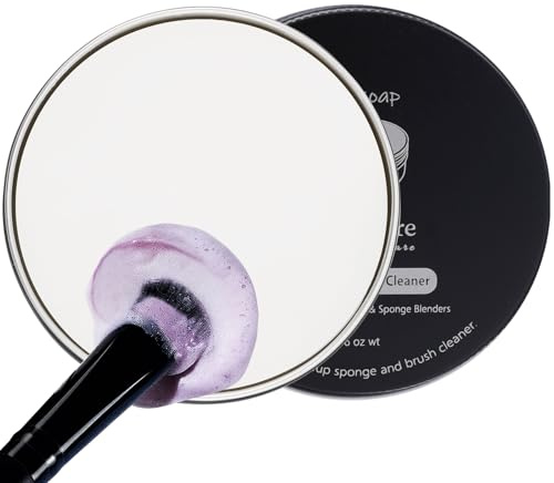 DUcare Solid Makeup Brush Cleaner Soap - Water-Activated Cleansing Bar, Vegan & Cruelty-Free, Gentle Coconut Oil Formula, Portable Travel Size with Storage Case, Brush & Sponge Cleaner (2.65 Oz)