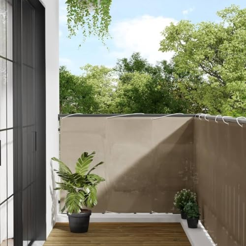 Mokuyary Protección visual para balcón, color topo, 120 x 700 cm, 100 % poliéster Oxford, revestimiento para balcón, cubierta opaca contra el viento para jardín, terraza, exterior