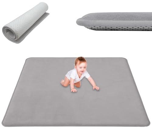 LexqMawg Alfombra Bebe Gruesa 3cm Antideslizante Alfombra de Gateo para Bebé 120 x 160 cm Manta de Juego para Corralito, Alfombra Habitación Infantil de Juego Bebe Tapete Actividades de Interior Gris