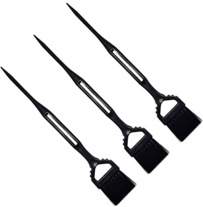 KICHOUSE Set 3pezzi Spazzole per Tintura Chioma in Pp Nero, Applicatore Olio per Chioma per Trattamento e Styling Fai da Te a Casa in Salone Colore Casuale