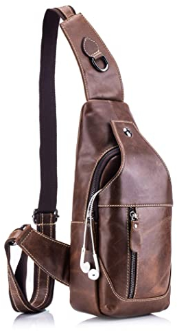 WeeDee Sling Bag Leder Schultertasche Brusttasche Umhängetasche Herren Bauchtasche Tasche Rucksack Daypacks Wasserresistent