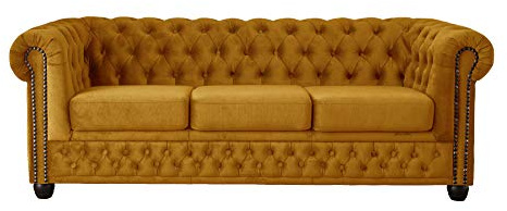 Lisa Design William - Chesterfield Sofa - 3-Sitzer - aus Samt Gelb