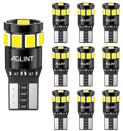 AGLINT T10 LED Ampoules CANBUS Sans Erreur 10PCS 12V 12SMD W5W 194 501 168 pour Voiture Intérieur Dôme Plafonnier Eclairage Coffre Feux De Plaque d'immatriculation 6500K Blanc
