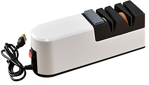 Orton Afilador de cuchillos eléctrico USB afilador automático ajustable 3 pasos para cuchillos tijeras afiladoras domésticas