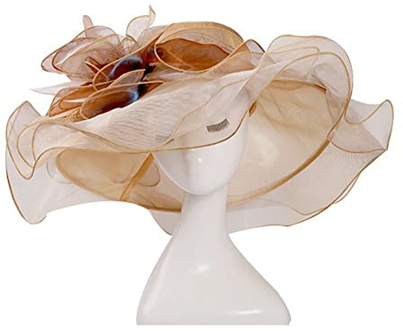 LUMoony Chapeau Femme 1Pcs Femme Organza Eglise Fascinator Mariage Chapeaux de Soleil Thé Party Chapeau de Soleil à Large Bord Fascinator avec Grand Bord Bonnet