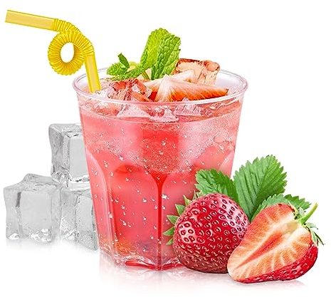 Hejo Bicchieri da Plastica Rigida Lavabili, 40 Pezzi Bicchieri Tumbler da Cocktail, 170ml/6oz Coppa da Vino di Plastica Trasparenti, Coppa di Ripetibili per Compleanno, Festival, Picnic