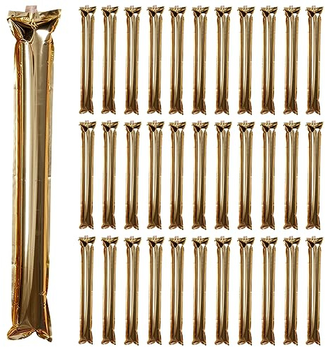 Lovecheer 50PCS Metallic Gold Thunder Sticks Noise Makers Bam Bam Inflatable Spirits Sticks for Sporting Events Adults Basktball Hockey Company Competition Cheering Squad
