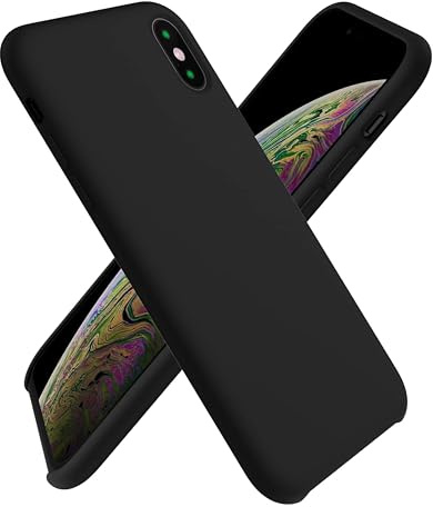 Cyber-Tech Liquid Silicone Case Designed for iPhone Xs Max Case 6.5 inch, Full Body Protective Covered Silky-Soft Anti-Scratch Gel Rubber Slim Shockproof Cover (Black)