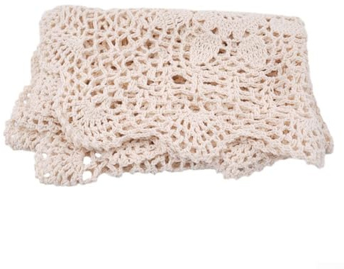 Napperon rectangulaire en coton beige ajouré fait à la main de style français vintage 40 x 60 cm pour café, restaurant, décoration d'intérieur, fond d'accessoires photo (beige)