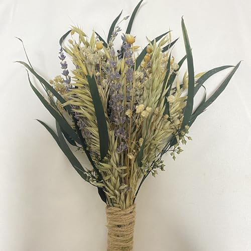 Predisponerade torkade blommor bukett, pampasgräs med gypsophila, eukalyptus, pampasgräs, lavendel torkad blombukett, boho dekor för bröllop, vardagsrum, hembordsdekoration
