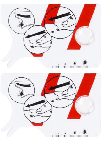 Qaziuy 2 Stück Zeckenkarte mit Lupe,Zeckenkarte Für Menschen Schnelle Reinigung Von Zecken Zeckenkarte Kinder Zeckenkarte für Hunde und Katze