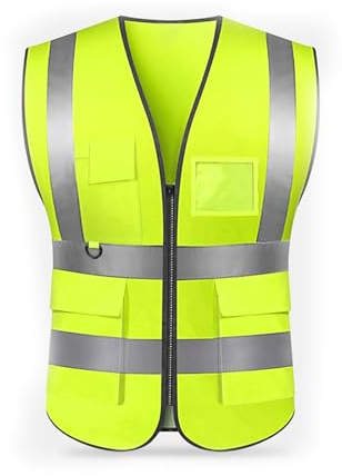GOIEHIR 3XL Warnweste Hohe, Reflektierende Sicherheitsweste, Cloth-warnschutzweste, Fahrradweste mit reflektorstreifen, Reißverschluss