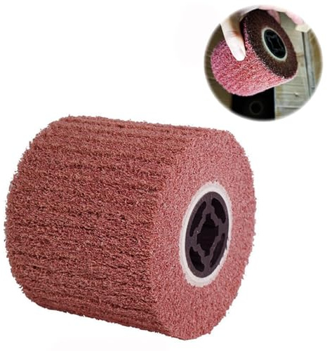 Spazzola a Rullo Abrasivo in Fibra Sintetica spazzola abrasiva per rullo abrasivo, levigatrice, rullo satinato per superfici piatte in metallo e legno 120 x 100mm (Regolare, Grana 60)
