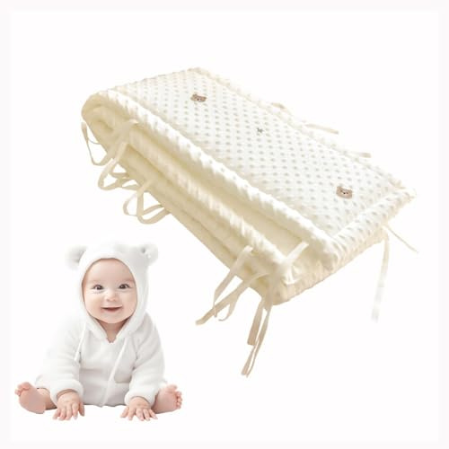 WXJHNYBS Paracolpi Neonato, Morbido,Fibra di Poliestere Barriera Letto Bambini Facile da Installare,Protezione Completa Paracolpi Lettino Neonato per L'Arredamento della Camera,160x28cm