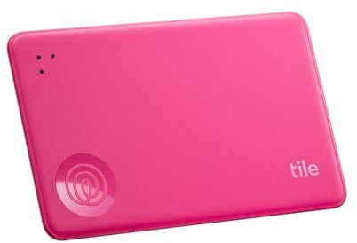 Tile by Life360 Slim - Wallet Finder, Bluetooth Tracker and Item Locator for Luggage Tags, Passports and More. Both iOS and Android Compatible. Phone Finder. 1-Pack (Pink Punch)