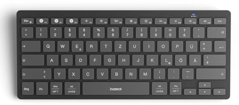 Inateck Bluetooth-Tastatur,Kabellose Funktastatur mit 3 Bluetooth,Ultraslim QWERTZ,Vergrößerte Tastenkappen,für iPad Pro/Air/Mini/10.9/10.2/9.7/Windows/Android/IOS, Ergonomisches Design, KB01003