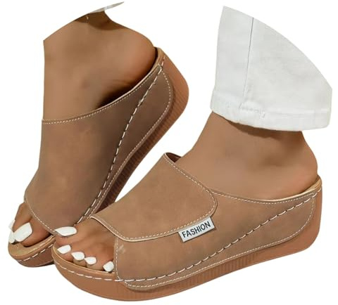Dam Sommar Ortopediska Läder Anatomiska Sandaler Kiltofflor Bekväma Hem Elegant Lättvikts Fascites Sandaler Öppen Mode Halkfri Bågstöd Sandal Strand Hav 2025