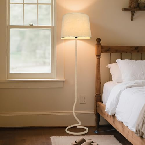 Kariosid 65 Arc Floor Lamp for Living Room,Rattan Boho Standing Light with 3 Color Temperature,Farmhouse Rustic Tall Lamps,Bohemian Light for Corner,Bedroom,Office,Dining Room(Without Bulb)