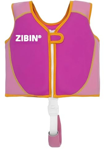 Swimsuit Girls 140 Blue Swimwear, Life Jacket for Toddlers and Children Aged 2-10 Years, Pool, Beach, Sea, Water Outfit for Swimming and Outdoor Activities, Neoprene Shirt Kids, Hot Pink, 6-8 Years