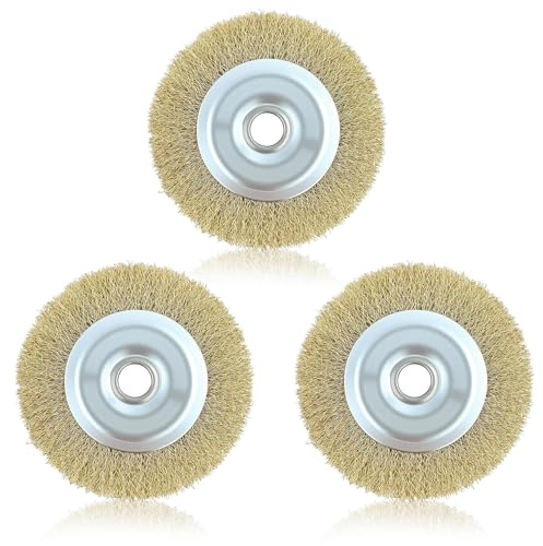 MaciRept 3PCS Wire Wheel Brush Replacement for Ryobi Patio Cleaner RAC814 RY18PCA-0 OPC1800 OPC1815 EFB 400/401 with Arbor Hole for Cleaning Rust Joint Debris(115mm*16mm*10mm)