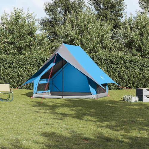 Mangloder Tente familiale avec toit bleu gris 220 x 220 x 184 cm, tente de camping imperméable ultra légère avec design lancer, dôme et tunnel, respirante avec moustiquaire, idéale pour l'extérieur
