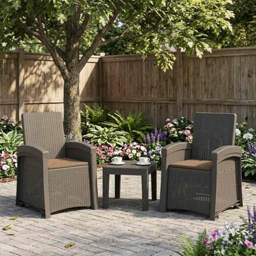 Ziaphsol trädgårdsstol, set med 2 rottinglook, höjdjusterbar, väderbeständig, balkong, terrass, lounge, bekväm, stabil design för utomhusbruk, avkoppling