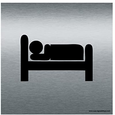 AUA SIGNALETIQUE - Plaque de porte Aluminium brossé imprimé AluSign - Double Face adhésif au dos (130 x 130 mm, Chambre)