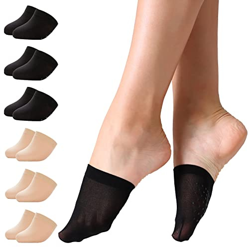 MANZI Women’s 6 Pairs Half Topper No Show Non-slip Seamless Liner Socks