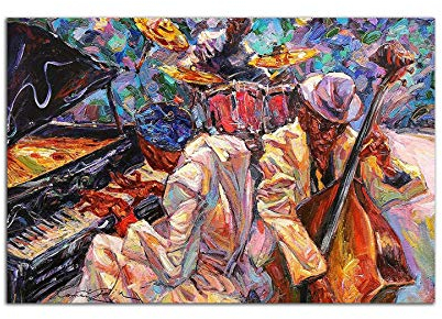 Startonight Impression sur Verre Acrylique Tableau - Musique Orchestre de Jazz - Moderne Image pour la Décoration de la Maison 60 x 90 cm