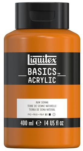 Liquitex 8870331 Basics - peinture acrylique, peinture artistique monopigmentée, résistante à la lumière, qualité archive, finition satinée, pot de 400 ml - Terre De Sienne Naturelle