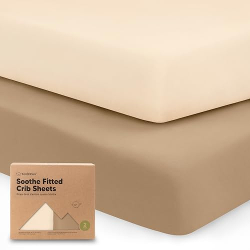 2-Pack Organic Cot Sheets for Boys and Girls - Jersey Fitted Cotton Sheet, Baby Neutral Mattress Cover, Soft Unisex Bedding (Pecan)