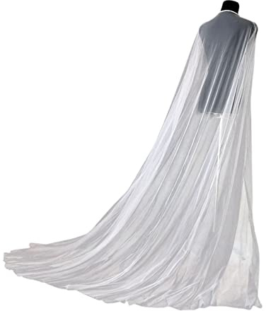 UATULT Women's Simple Wedding Dress Shoulder Cape Veil Tulle Church Bridal Cape for Wedding, Ivory, One Size