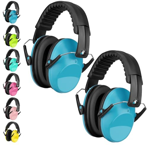 BraveKoi cuffie antirumore per bambini Set di 2,facilmente regolabile,pieghevole,confortevole protezione uditiva,Riduzione di Rumore per Cuffia,SNR 26 dB,NRR 20 dB,per studiare,lavoro,Tiro (Blu)