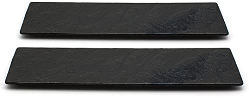 TIKUSAN Serving Platters Sushi Plate Set of 2 Rectangle Plates Made in Japan Ceramic Plates for Dinner Party Restaurant for Appetizer Meat Dessert (Black)